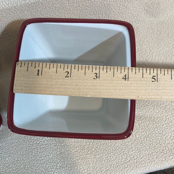 Pampered Chef Simple Additions Striped Square 4 inch Serving Bowls Set of 2 - Picture 4 of 6